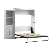 Modubox Murphy Wall Bed Pure White Oak Key West 93W Queen Murphy Wall Bed and Closet Organizer with Drawer and Doors - Available in 2 Colours