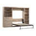 Modubox Murphy Wall Bed Rustic Brown Pur Full Murphy Wall Bed, 1 Storage Unit with Shelves, and 1 Storage Unit with Drawers (120”) - Available in 3 Colours