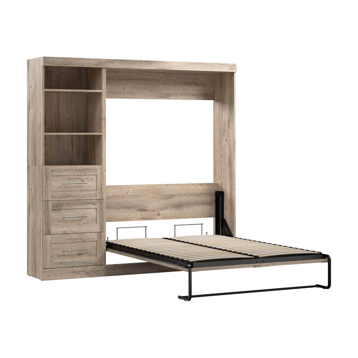 Modubox Murphy Wall Bed Rustic Brown Pur Full Murphy Wall Bed and 1 Storage Unit with Drawers (84”) - Available in 7 Colours