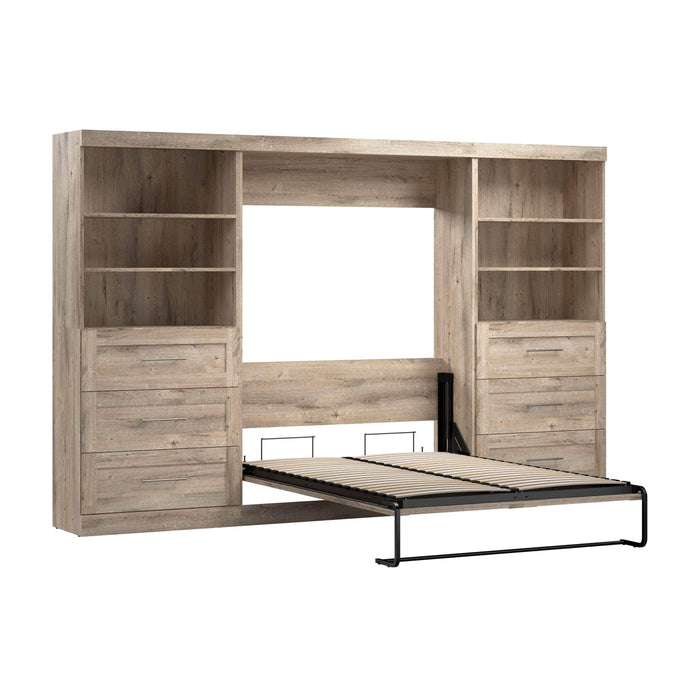 Modubox Murphy Wall Bed Rustic Brown Pur Full Murphy Wall Bed and 2 Storage Units with Drawers (131”) - Available in 3 Colours