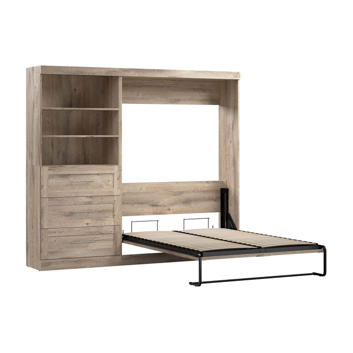 Modubox Murphy Wall Bed Rustic Brown Pur Full Murphy Wall Bed and Storage Unit with Drawers (95W) - Available in 3 Colours