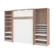 Modubox Murphy Wall Bed Rustic Brown & White Cielo Full Murphy Wall Bed with 2 Closet Organizers - Available in 2 Colours