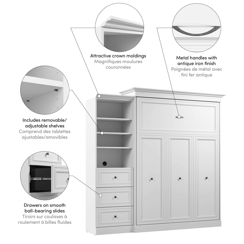 Modubox Murphy Wall Bed Versatile Queen Murphy Wall Bed and Closet Organizer with Drawers - Available in 2 Colours