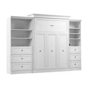 Modubox Murphy Wall Bed Versatile Queen Murphy Wall Bed and Closet Organizers with Drawers in White