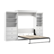 Modubox Murphy Wall Bed Versatile Queen Murphy Wall Bed and Closet Organizers with Drawers in White
