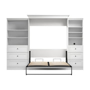 Modubox Murphy Wall Bed Versatile Queen Murphy Wall Bed and Closet Organizers with Drawers in White