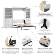 Modubox Murphy Wall Bed Versatile Queen Murphy Wall Bed and Closet Organizers with Drawers in White