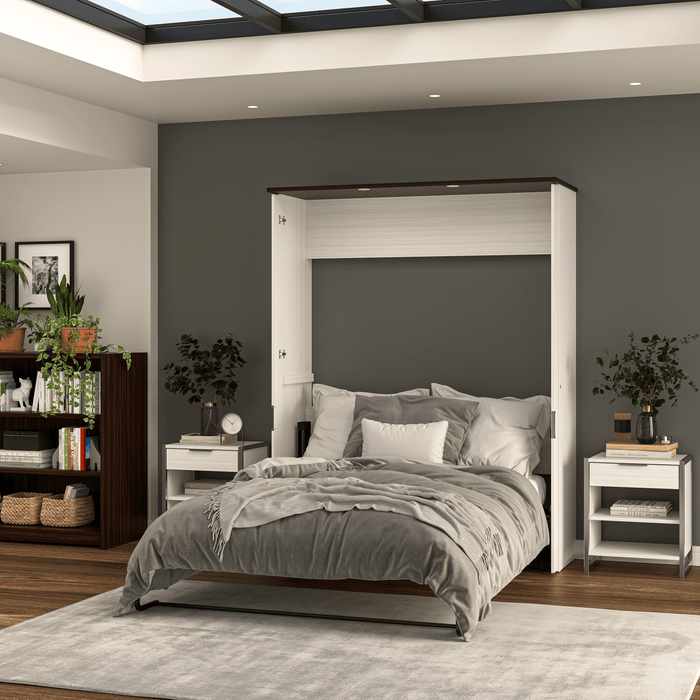 Modubox Murphy Wall Bed White Chocolate Lumina Queen Size Wall Murphy Bed - Available in 2 Colours