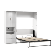 Modubox Murphy Wall Bed White Lumina Full Murphy Wall Bed with Desk and 1 Storage Unit (83”) - Available in 2 Colours