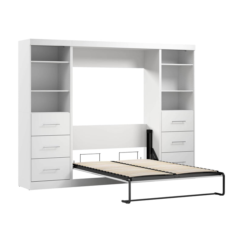 Modubox Murphy Wall Bed White Nebula Full Murphy Wall Bed and 2 Closet Organizers with Drawers - Available in 3 Colours