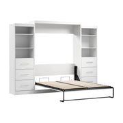Modubox Murphy Wall Bed White Nebula Queen Murphy Wall Bed and 2 Closet Organizers with Drawers - Available in 3 Colours