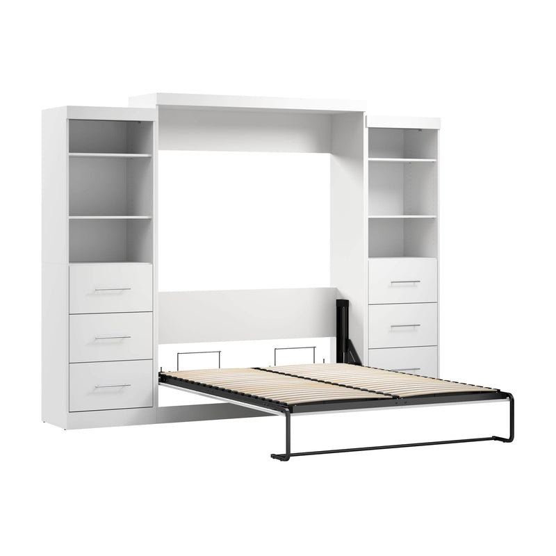 Modubox Murphy Wall Bed White Nebula Queen Murphy Wall Bed and 2 Closet Organizers with Drawers - Available in 3 Colours