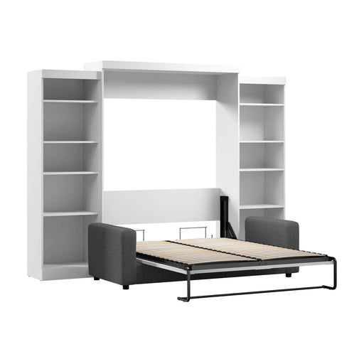 Modubox Murphy Wall Bed White Pur Queen Murphy Wall Bed, 2 Storage Units and a Sofa (115“) - Available in 2 Colours