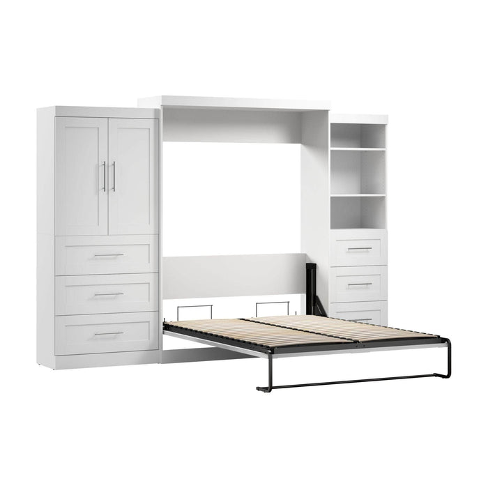 Modubox Murphy Wall Bed White Pur Queen Murphy Wall Bed and 2 Multifunctional Storage Units with Drawers (126W) - Available in 2 Colours