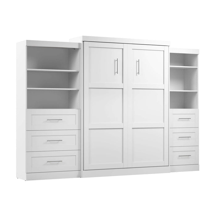 Modubox Murphy Wall Bed White Pur Queen Murphy Wall Bed and 2 Storage Units with Drawers (126”) - Available in 2 Colours