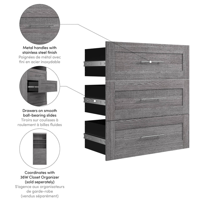 Modubox Storage Drawers Pur 3-Drawer Set for Pur 36W Closet Organizer - Available in 7 Colours