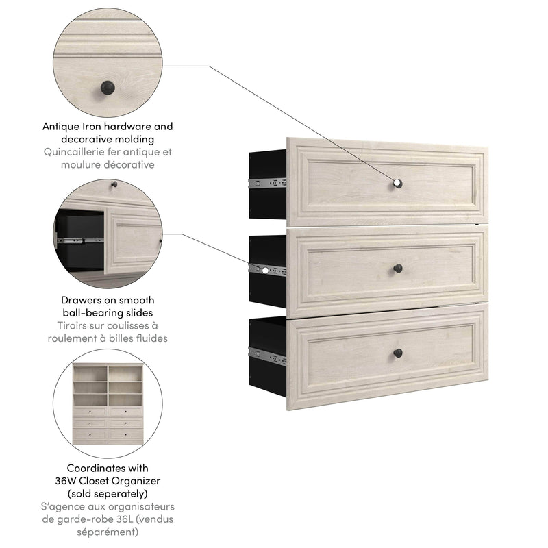Modubox Storage Drawers Versatile 3 Drawer Set For Versatile 36W Closet Organizer - Available in 2 Colours