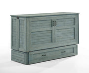 Night and Day Murphy Cabinet Bed Antique Blue Poppy Cabinet Murphy Bed with Queen Gel Memory Foam Mattress - Available in 4 Colours