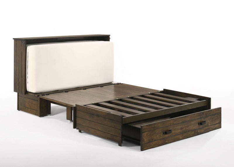 Night and Day Murphy Cabinet Bed Big Sky Murphy Cabinet Bed with Gel Memory Foam Mattress in Wildwood Brown