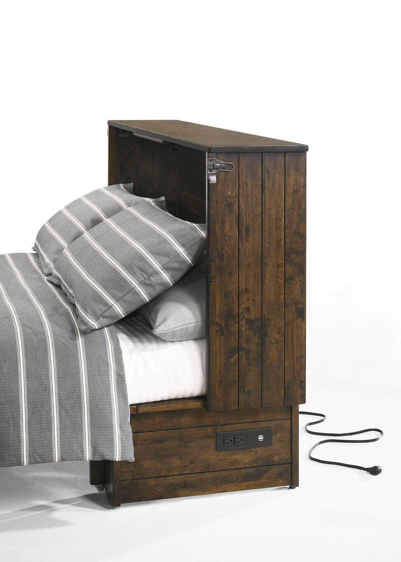 Night and Day Murphy Cabinet Bed Big Sky Murphy Cabinet Bed with Gel Memory Foam Mattress in Wildwood Brown