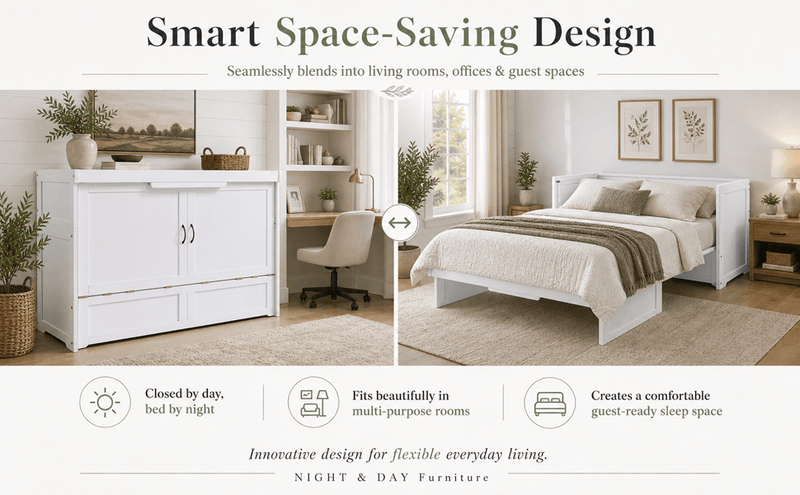 Night and Day Murphy Cube Bed Night and Day Murphy Cube Cabinet Bed with Queen Size Gel Memory Foam Mattress - Available in 6 Colours