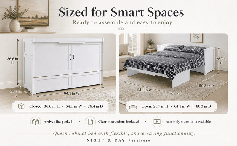 Night and Day Murphy Cube Bed Night and Day Murphy Cube Cabinet Bed with Queen Size Gel Memory Foam Mattress - Available in 6 Colours