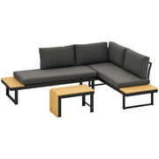 Pending - Aosom Charcoal Grey Outsunny 3 Pieces Aluminum Corner Patio Set with 2 Loveseats and Coffee Table - Available in 2 Colours