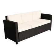 Pending - Aosom Cream White Outsunny Deluxe 3 Seat Rattan Wicker Patio Sofa with Cushion - Available in 3 Colours