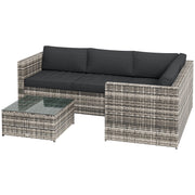 Pending - Aosom Grey Outsunny 3 Pieces Rattan Wicker Outdoor Conversation Furniture Set W/ Loveseats Coffee Table Cushions For Garden, Patio - Available in 2 Colours