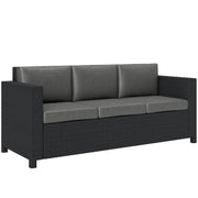 Pending - Aosom Grey Outsunny Deluxe 3 Seat Rattan Wicker Patio Sofa with Cushion - Available in 3 Colours