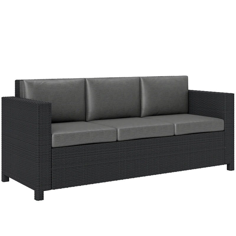 Pending - Aosom Grey Outsunny Deluxe 3 Seat Rattan Wicker Patio Sofa with Cushion - Available in 3 Colours