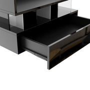 Pending - Aosom High-Gloss Coffee Table with Glass Top, Led Lighting and Adjustable Height - Available in 2 Colours