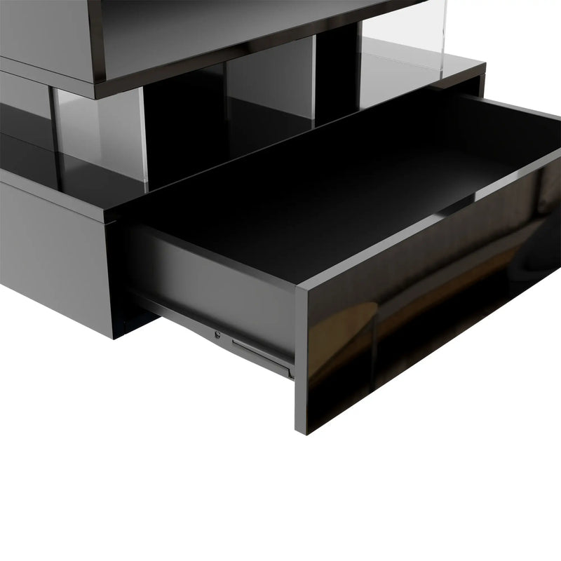 Pending - Aosom High-Gloss Coffee Table with Glass Top, Led Lighting and Adjustable Height - Available in 2 Colours