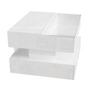 Pending - Aosom High-Gloss Coffee Table with Glass Top, Led Lighting and Adjustable Height - Available in 2 Colours