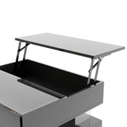 Pending - Aosom High-Gloss Coffee Table with Glass Top, Led Lighting and Adjustable Height - Available in 2 Colours