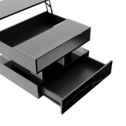 Pending - Aosom High-Gloss Coffee Table with Glass Top, Led Lighting and Adjustable Height - Available in 2 Colours