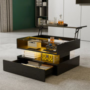 Pending - Aosom High-Gloss Coffee Table with Glass Top, Led Lighting and Adjustable Height - Available in 2 Colours