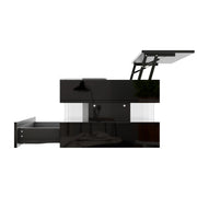 Pending - Aosom High-Gloss Coffee Table with Glass Top, Led Lighting and Adjustable Height - Available in 2 Colours