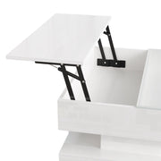 Pending - Aosom High-Gloss Coffee Table with Glass Top, Led Lighting and Adjustable Height - Available in 2 Colours