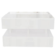 Pending - Aosom High-Gloss Coffee Table with Glass Top, Led Lighting and Adjustable Height - Available in 2 Colours