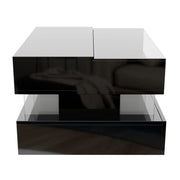 Pending - Aosom High-Gloss Coffee Table with Glass Top, Led Lighting and Adjustable Height - Available in 2 Colours