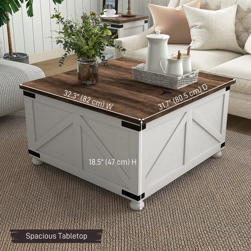 Pending - Aosom Homcom 32" Farmhouse Coffee Table with Lift Top - Available in 3 Colours
