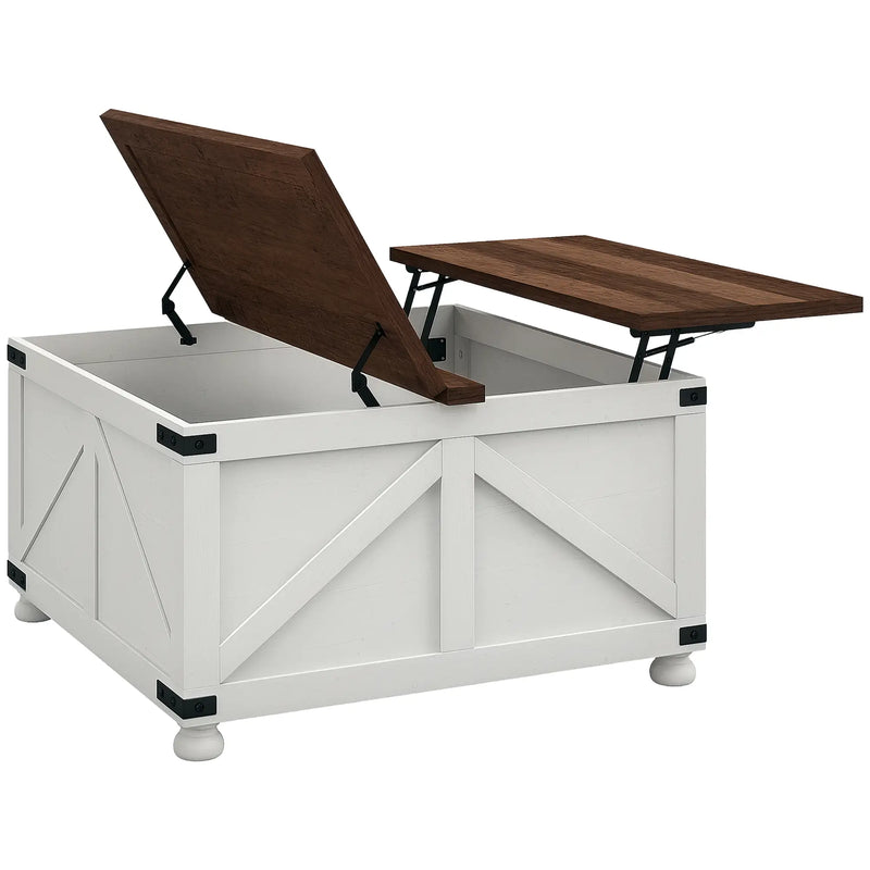 Pending - Aosom Homcom 32" Farmhouse Coffee Table with Lift Top - Available in 3 Colours