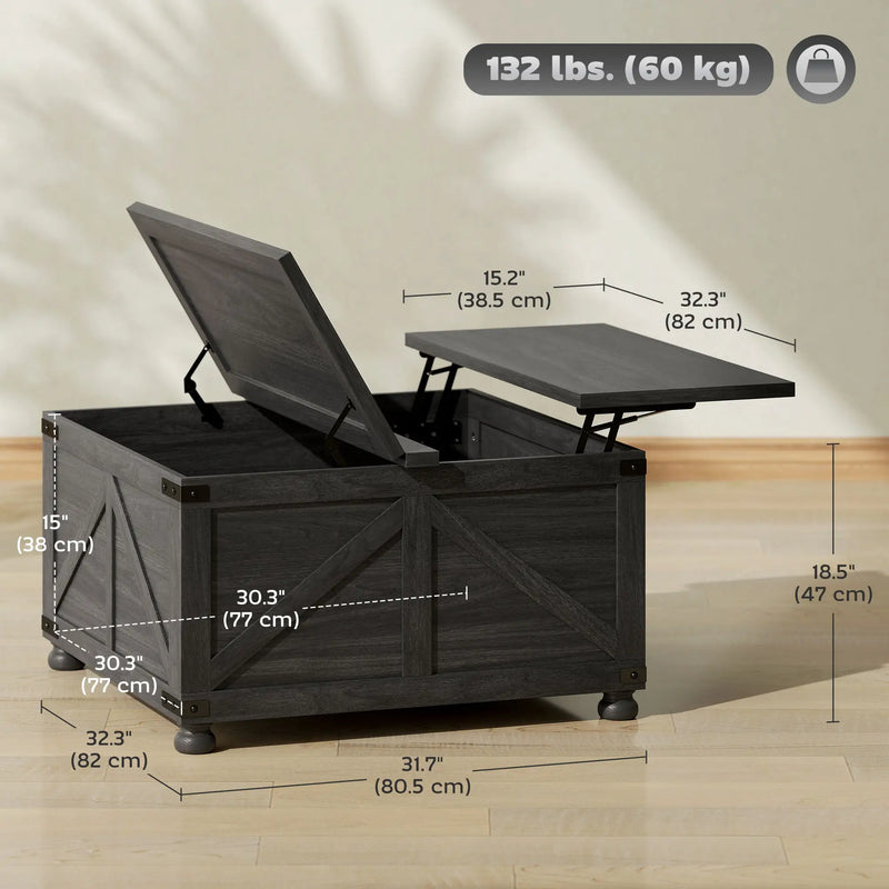 Pending - Aosom Homcom 32" Farmhouse Coffee Table with Lift Top - Available in 3 Colours