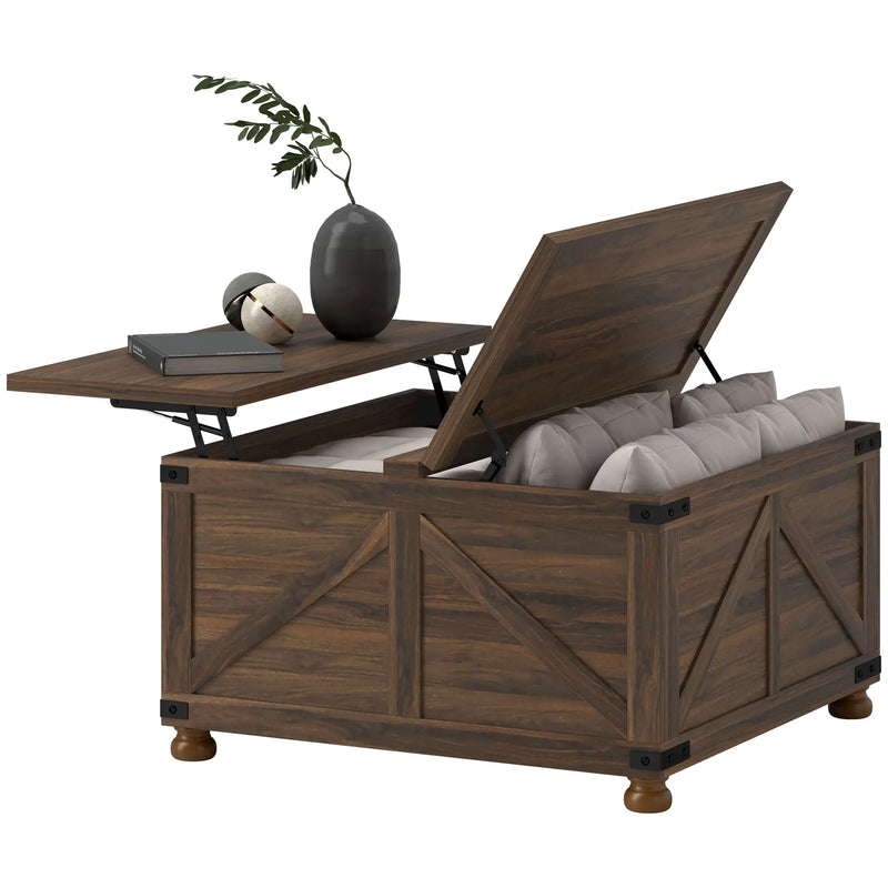 Pending - Aosom Homcom 32" Farmhouse Coffee Table with Lift Top - Available in 3 Colours
