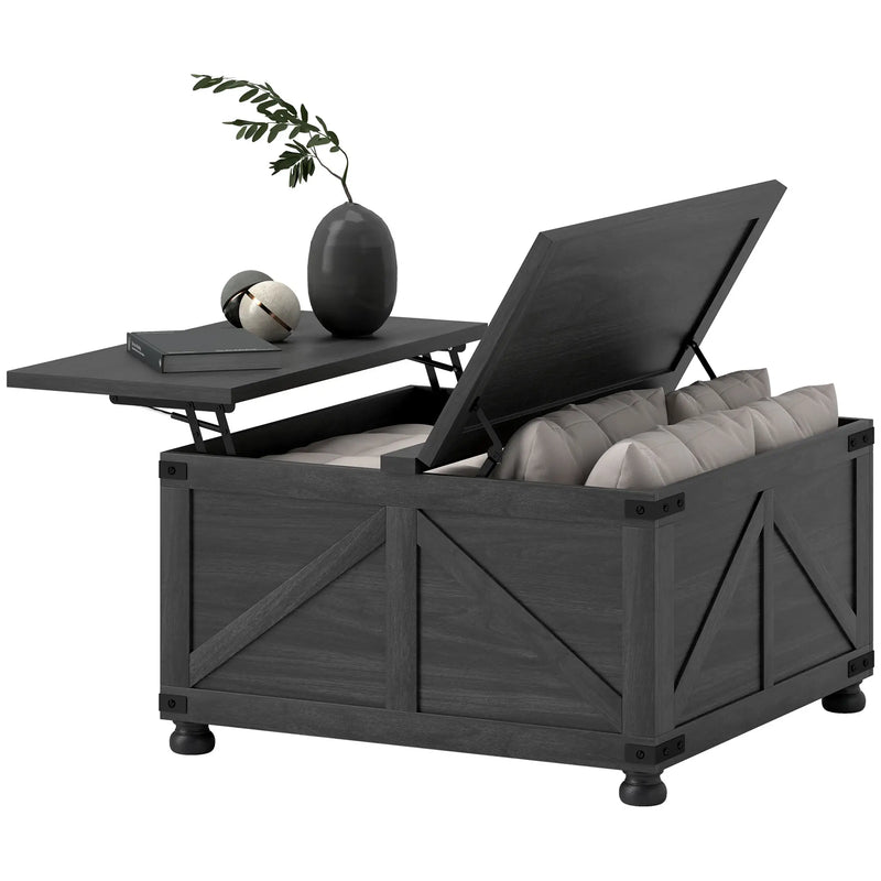 Pending - Aosom Homcom 32" Farmhouse Coffee Table with Lift Top - Available in 3 Colours