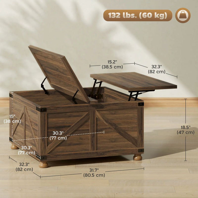 Pending - Aosom Homcom 32" Farmhouse Coffee Table with Lift Top - Available in 3 Colours