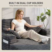 Pending - Aosom Homcom 60" Chaise Lounge Chair with Cup Holders in Grey