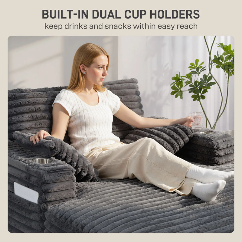 Pending - Aosom Homcom 60" Chaise Lounge Chair with Cup Holders in Grey