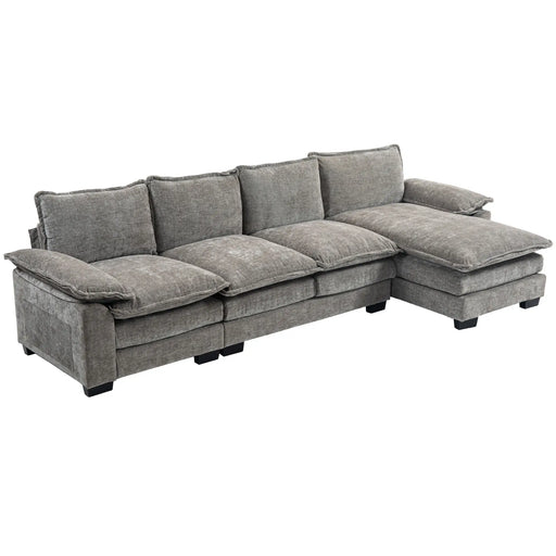 Pending - Aosom Homcom Chenille L-Shaped Sofa in Grey